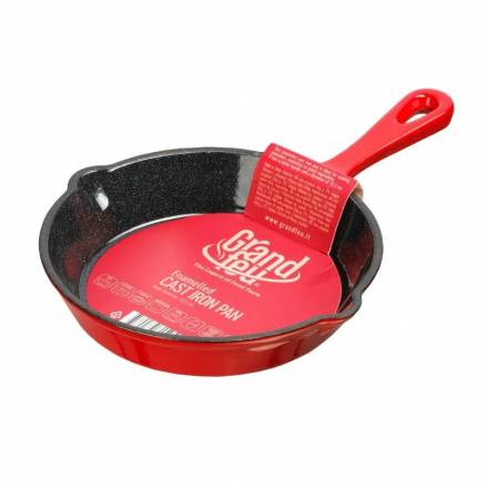 Grandfeu Red Enamelled Cast Iron Frying Pan