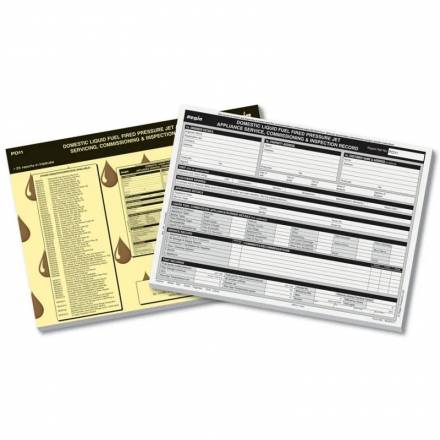 Oil Appliance Servicing & Commissioning Safety Record Pad